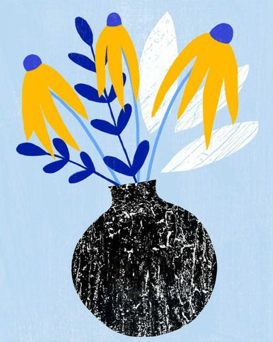 Ruffled Vase I White Modern Wood Framed Art Print with Double Matting by Warren, Annie