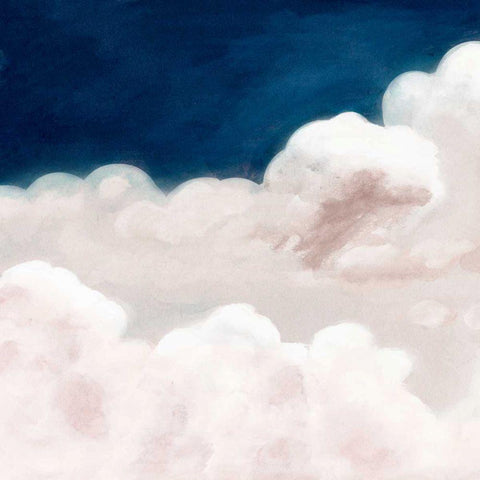 Cloudy Night I White Modern Wood Framed Art Print with Double Matting by Studio W