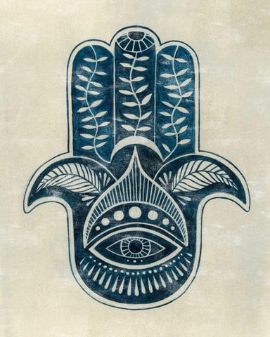 Day Eye Hamsa I Black Ornate Wood Framed Art Print with Double Matting by Popp, Grace