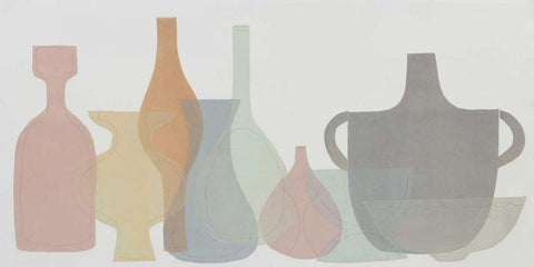 Soft Pottery Shapes II White Modern Wood Framed Art Print with Double Matting by Delamater, Rob