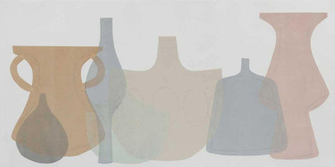 Soft Pottery Shapes III Black Ornate Wood Framed Art Print with Double Matting by Delamater, Rob