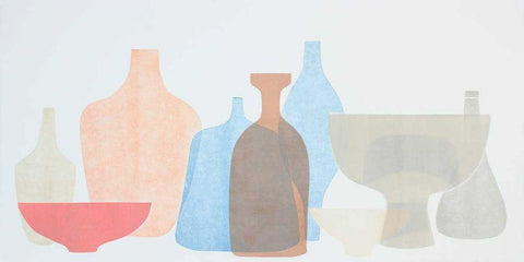 Sweet Pottery Shapes II White Modern Wood Framed Art Print with Double Matting by Delamater, Rob