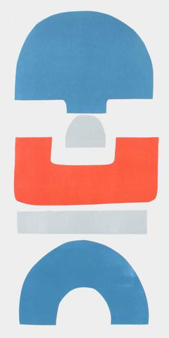Primary Tribal Shapes I White Modern Wood Framed Art Print with Double Matting by Delamater, Rob