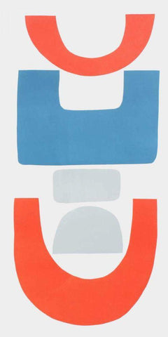 Primary Tribal Shapes II White Modern Wood Framed Art Print with Double Matting by Delamater, Rob