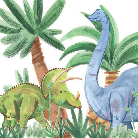 Dino Buddies II Gold Ornate Wood Framed Art Print with Double Matting by Douglas, Jamie