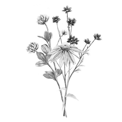 Garden Cluster I Black Modern Wood Framed Art Print with Double Matting by Warren, Annie