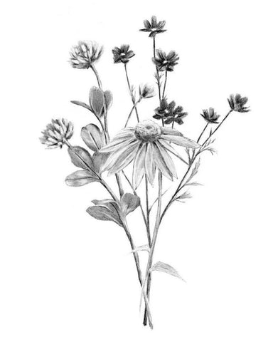 Garden Cluster I White Modern Wood Framed Art Print with Double Matting by Warren, Annie