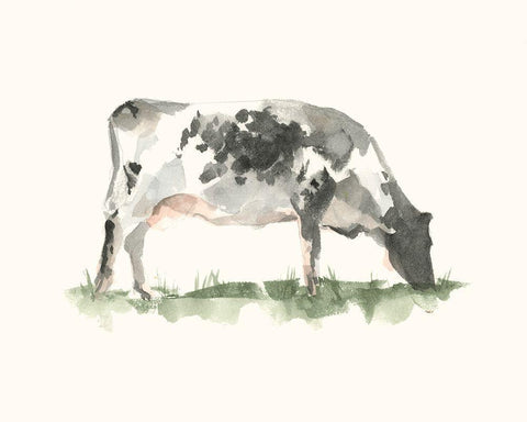 Grazing Farm Animal I White Modern Wood Framed Art Print with Double Matting by Harper, Ethan