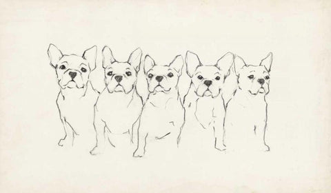 Snuggle Squad I White Modern Wood Framed Art Print with Double Matting by Harper, Ethan