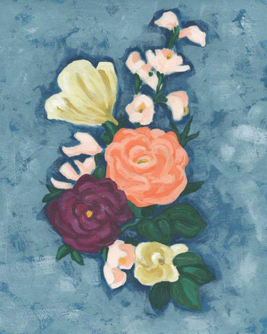 Floral Portrait I White Modern Wood Framed Art Print with Double Matting by Vess, June Erica