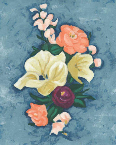 Floral Portrait II Black Ornate Wood Framed Art Print with Double Matting by Vess, June Erica