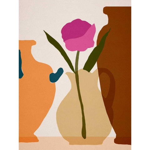 Flower Dance III White Modern Wood Framed Art Print by Wang, Melissa