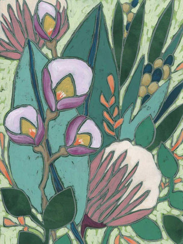 Tropical Reverie I White Modern Wood Framed Art Print with Double Matting by Vess, June Erica