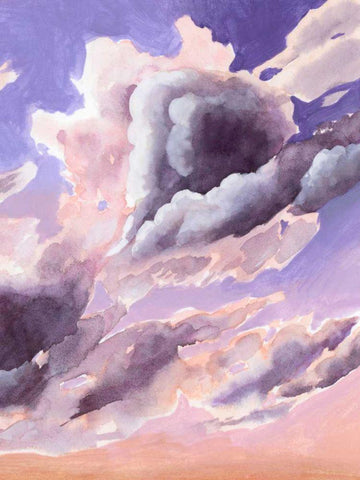 Amethyst Cumulus II White Modern Wood Framed Art Print with Double Matting by Popp, Grace