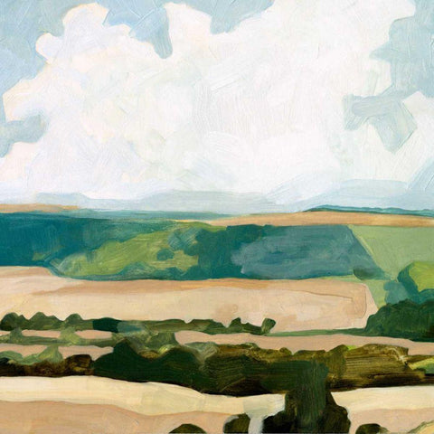 Fieldscape I White Modern Wood Framed Art Print by Caroline, Emma