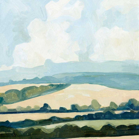 Fieldscape II Gold Ornate Wood Framed Art Print with Double Matting by Caroline, Emma
