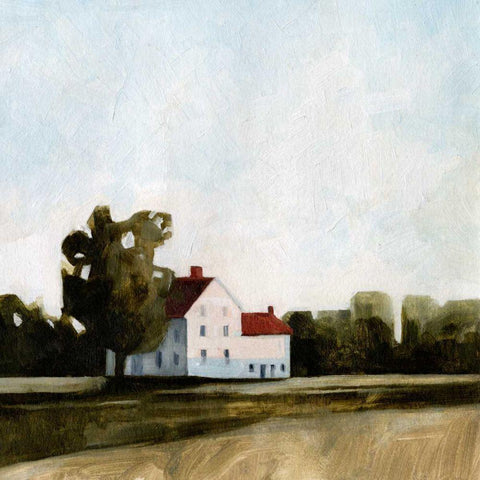Quiet Farmhouse I White Modern Wood Framed Art Print with Double Matting by Caroline, Emma