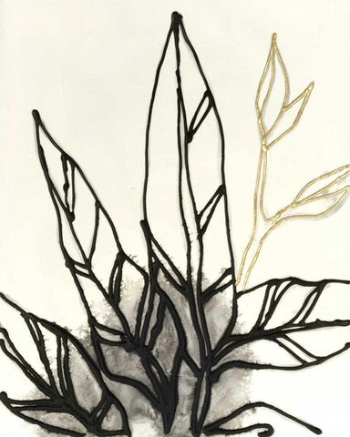 Embellished Tropical Contour II Black Ornate Wood Framed Art Print with Double Matting by Vess, June Erica