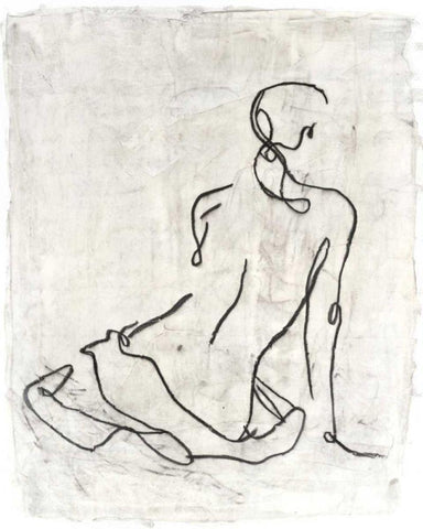 Embellished Gestural Contour I White Modern Wood Framed Art Print with Double Matting by Harper, Ethan