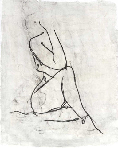 Embellished Nude Contour Sketch I Black Ornate Wood Framed Art Print with Double Matting by Harper, Ethan