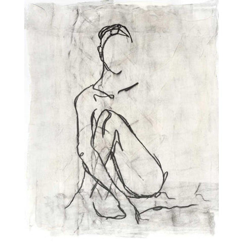 Embellished Nude Contour Sketch II Black Modern Wood Framed Art Print by Harper, Ethan