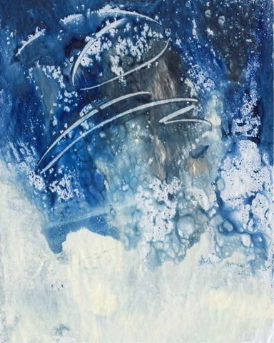 Sky Fall III White Modern Wood Framed Art Print with Double Matting by Combs, Joyce