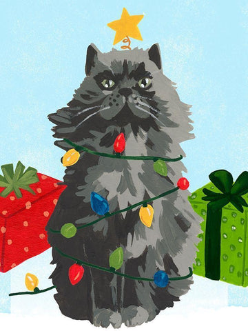 Meowy Hissmas I Black Ornate Wood Framed Art Print with Double Matting by Vess, June Erica