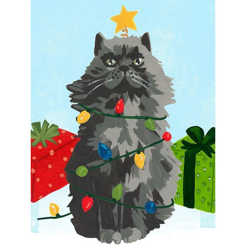 Meowy Hissmas I Gold Ornate Wood Framed Art Print with Double Matting by Vess, June Erica