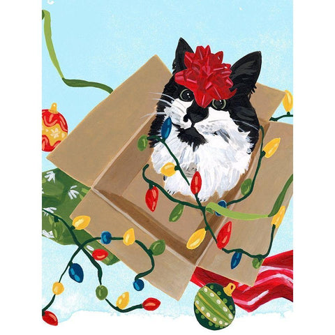 Meowy Hissmas II Gold Ornate Wood Framed Art Print with Double Matting by Vess, June Erica