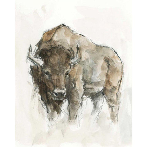 American Buffalo II White Modern Wood Framed Art Print by Harper, Ethan