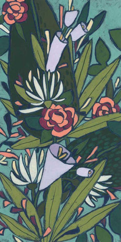 Lush Tropic Panel I Black Ornate Wood Framed Art Print with Double Matting by Vess, June Erica