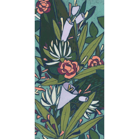 Lush Tropic Panel I Black Modern Wood Framed Art Print by Vess, June Erica