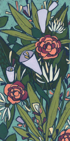 Lush Tropic Panel II Black Ornate Wood Framed Art Print with Double Matting by Vess, June Erica