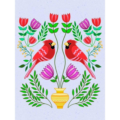 Folk Bird I White Modern Wood Framed Art Print by Moore, Regina