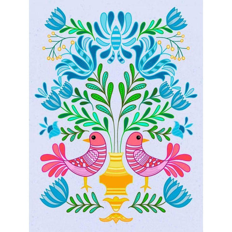 Folk Bird IV Black Modern Wood Framed Art Print by Moore, Regina
