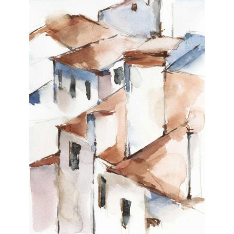 White Cottages II Black Modern Wood Framed Art Print by Harper, Ethan