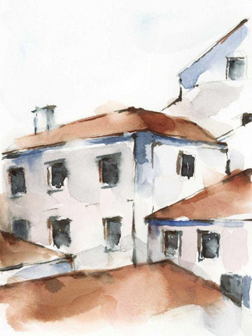 White Cottages III White Modern Wood Framed Art Print with Double Matting by Harper, Ethan