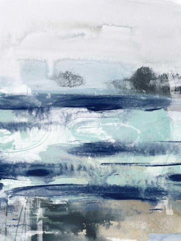 Tidal Motion I White Modern Wood Framed Art Print with Double Matting by Vess, June Erica