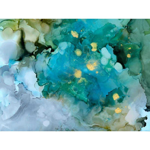 Aqua Brume I White Modern Wood Framed Art Print by Borges, Victoria