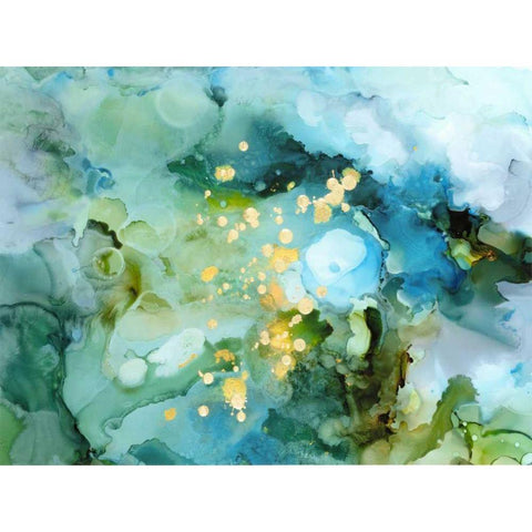 Aqua Brume II Gold Ornate Wood Framed Art Print with Double Matting by Borges, Victoria