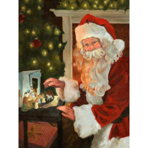 Saint Nick and the Nativity Gold Ornate Wood Framed Art Print with Double Matting by Green, Jacob