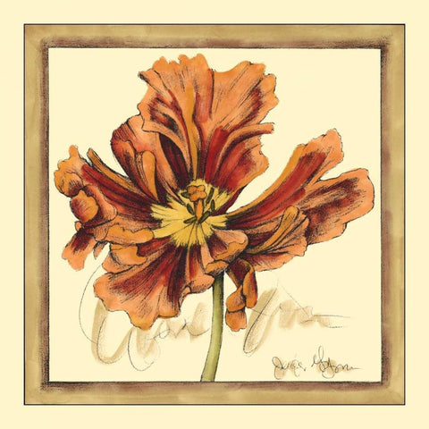 Tulip Study III White Modern Wood Framed Art Print with Double Matting by Goldberger, Jennifer