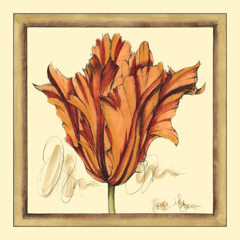 Tulip Study VII Black Ornate Wood Framed Art Print with Double Matting by Goldberger, Jennifer
