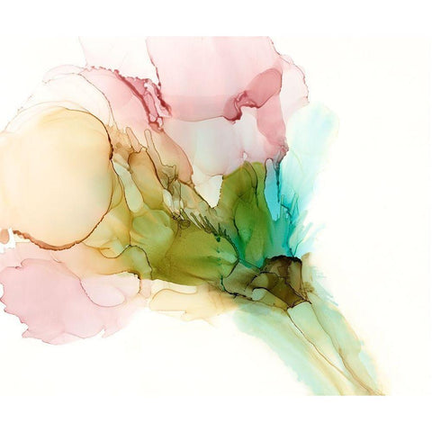 Pink and Turquoise Bloom II Gold Ornate Wood Framed Art Print with Double Matting by Goldberger, Jennifer