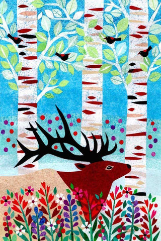 Forest Creatures I White Modern Wood Framed Art Print with Double Matting by Conway, Kim