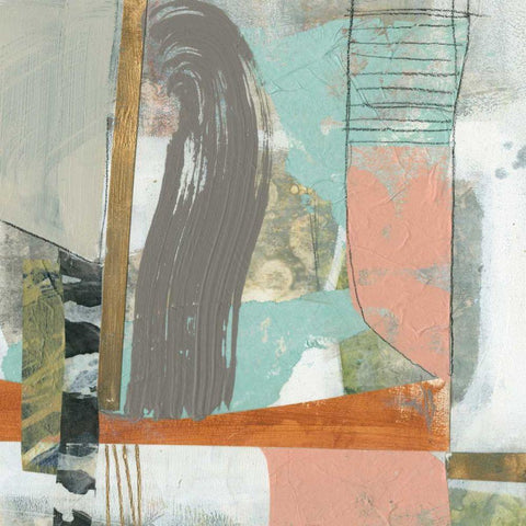 Playful Collage II White Modern Wood Framed Art Print with Double Matting by Goldberger, Jennifer