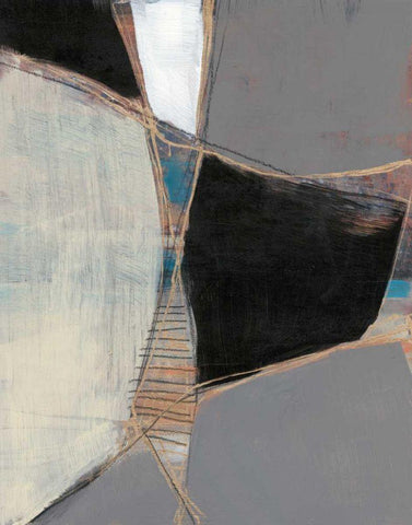 Segmented Neutrals I White Modern Wood Framed Art Print with Double Matting by Goldberger, Jennifer