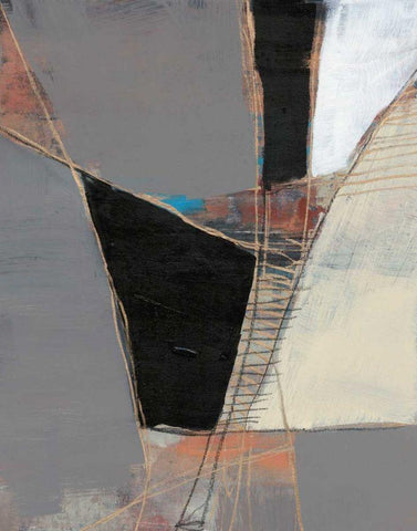 Segmented Neutrals II White Modern Wood Framed Art Print with Double Matting by Goldberger, Jennifer