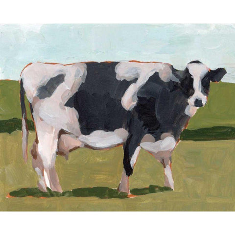 Cow Portrait I Black Modern Wood Framed Art Print with Double Matting by Wang, Melissa