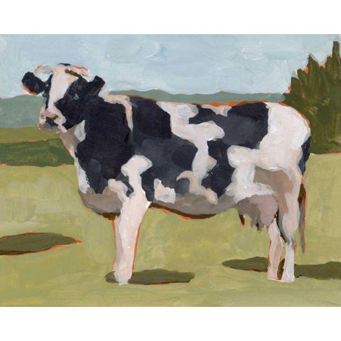 Cow Portrait II Black Modern Wood Framed Art Print with Double Matting by Wang, Melissa